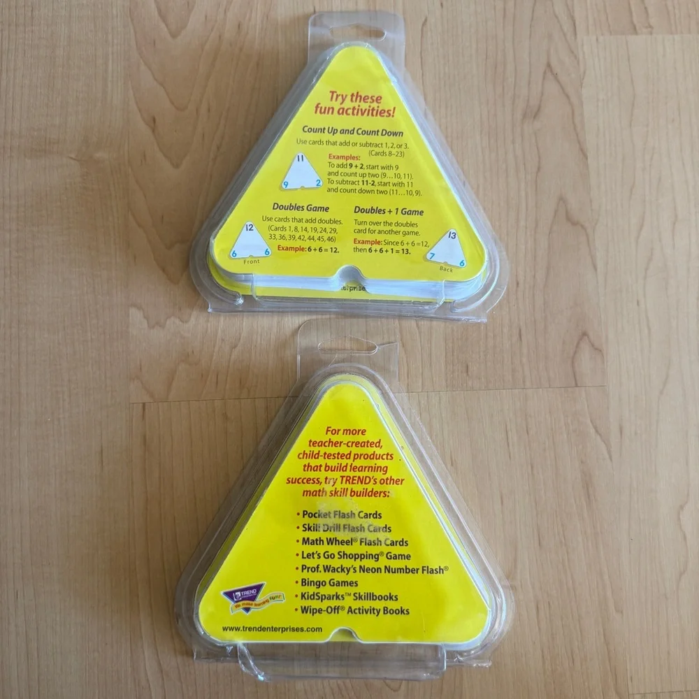 Lot of 2 Three-Corner Flash Cards: Addition/Subtraction, Multiplication/Division
